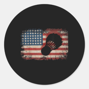 Pegatina Redonda Bandera Americana de bádminton Art Deportes