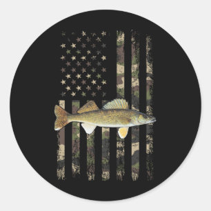 Pegatina Redonda Bandera Americana de Camuflaje de Lucioperca1