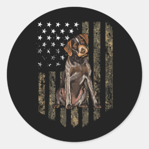 Pegatina Redonda Bandera americana de camuflaje German Wirehaired P