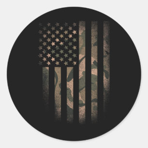 Pegatina Redonda Bandera Americana De Camuflaje Usa Táctico Militar
