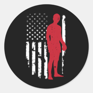 Pegatina Redonda Bandera Americana De EE. UU. Boxeo Kickboxing Patr