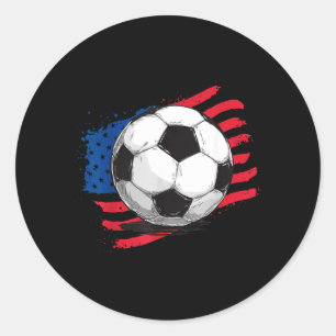 Pegatina Redonda Bandera Americana de Fútbol 4 de Julio Día de la I