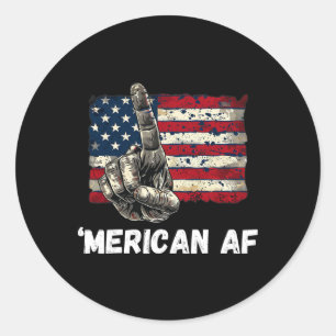 Pegatina Redonda Bandera Americana De La Af 4 De Julio Patriótico G