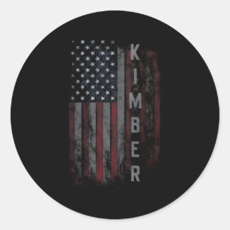 Pegatina Redonda Bandera Americana De La Familia Kimber