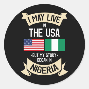 Pegatina Redonda Bandera Americana De Nigeria Regalos De Raíces Nig