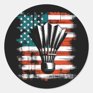 Pegatina Redonda Bandera Americana De Transbordador - Patriótico Us