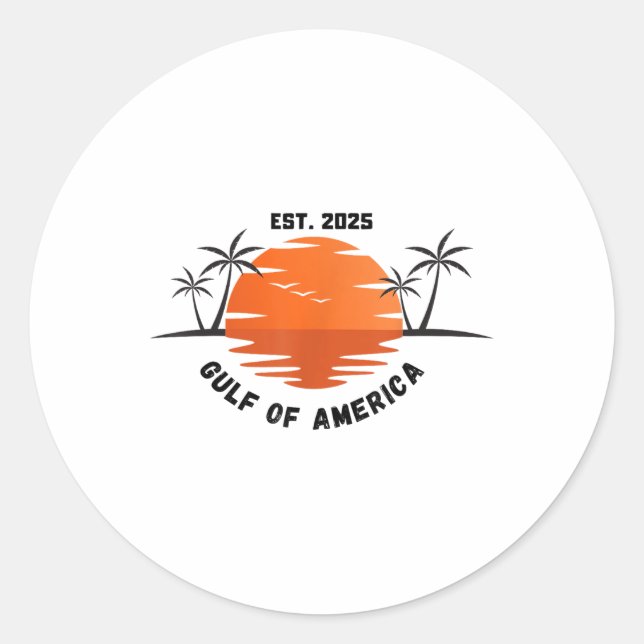 Pegatina Redonda Bandera Americana Del Golfo De Estados Unidos 2025 (Anverso)