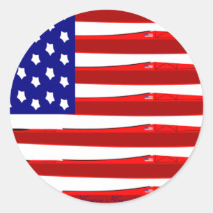 Pegatina Redonda Bandera americana del kajak