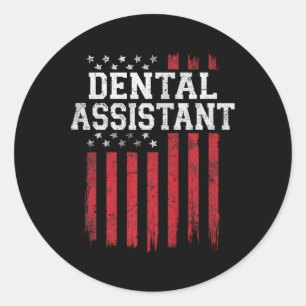 Pegatina Redonda Bandera Americana Dental Istant Patriot Estadounid