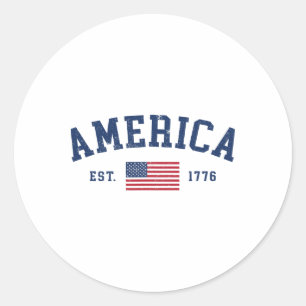 Pegatina Redonda Bandera Americana EEUU Estados Unidos De América U