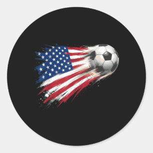 Pegatina Redonda Bandera Americana En Balón De Fútbol
