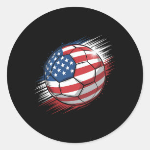 Pegatina Redonda Bandera Americana En Fútbol Ll _1