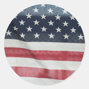 Pegatina Redonda Bandera Americana en la Feria del Condado de Susse