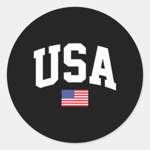 Pegatina Redonda Bandera Americana Estrellas Es 4 De Julio Patrióti