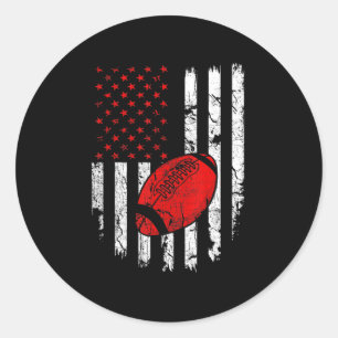 Pegatina Redonda Bandera Americana Fútbol Estados Unidos Patriótico
