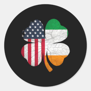 Pegatina Redonda Bandera Americana Irlandesa Bandera de Irlanda San