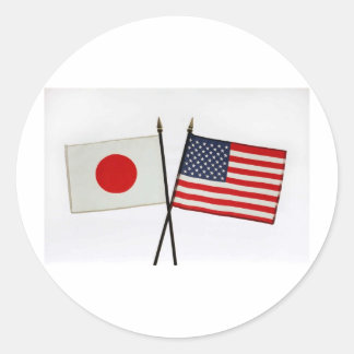 PEGATINA REDONDA BANDERA AMERICANA JAPONESA