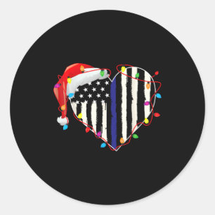 Pegatina Redonda Bandera Americana Línea Azul Santa Sombrero Piojos
