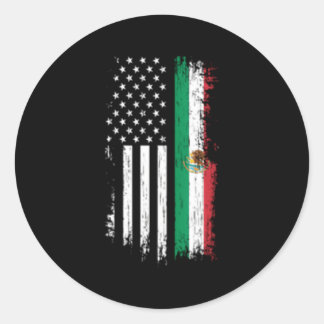 Pegatina Redonda Bandera Americana Mexicana Orgullo México