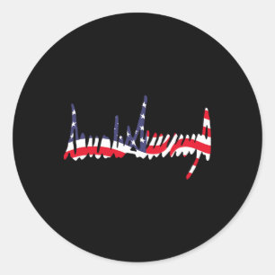 Pegatina Redonda Bandera Americana Ondulada Firma del 47º President