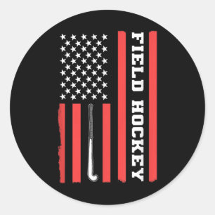 Pegatina Redonda Bandera Americana Patriótica Hockey Sobre Césped U