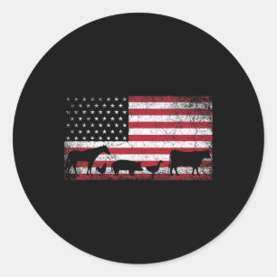 Pegatina Redonda Bandera Americana Pollo Caballo Vaca Cerdo Fa 4 De