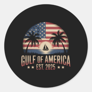 Pegatina Redonda Bandera Americana Retro Golfo De Estados Unidos 20