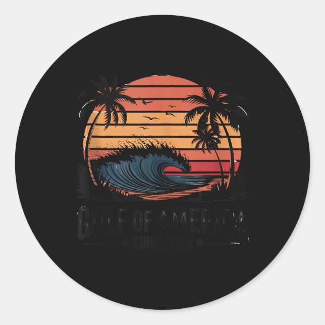 Pegatina Redonda Bandera Americana Retro Golfo De Estados Unidos 20 (Anverso)