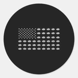 Pegatina Redonda Bandera Americana Tarta De Manzana Usa Patriotismo