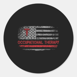 Pegatina Redonda Bandera Americana Terapia Ocupacional Estudiante O