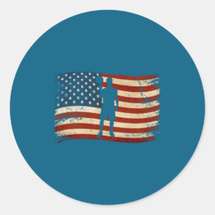 Pegatina Redonda Bandera Americana Usa Baloncesto Patriótico Srts