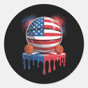 Pegatina Redonda Bandera Americana Usa Juego De Hielo Drip Sketll G