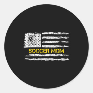 Pegatina Redonda Bandera Americana Vintage Orgullosa Mamá Fútbol Si