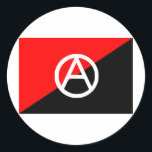 Pegatina Redonda Bandera anarquista con símbolo A<br><div class="desc">Bandera anarquista con símbolo A</div>