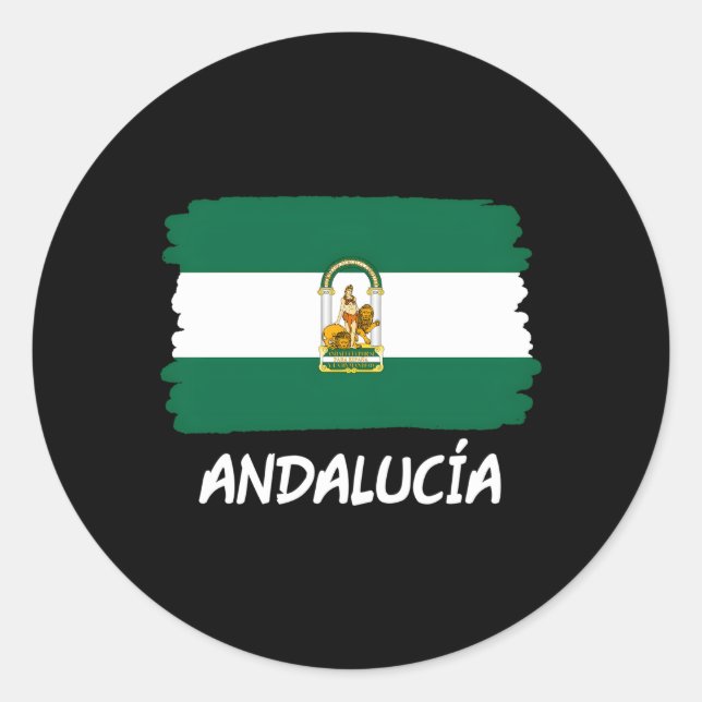 Pegatina Redonda Bandera andaluza (Anverso)