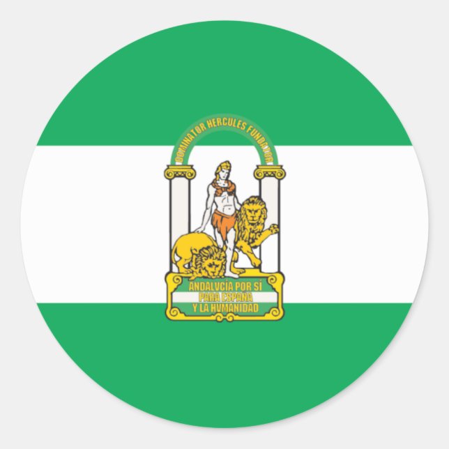 Pegatina Redonda Bandera andaluza (Anverso)