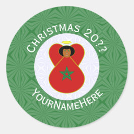 Pegatina Redonda Bandera Angel de los Navidades marroquíes personal