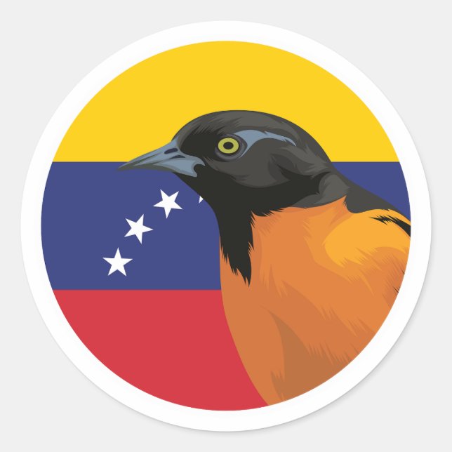 Pegatina Redonda Bandera animal espinosa de Venezuela (Anverso)