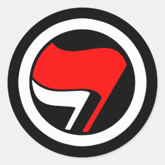 Pegatina Redonda Bandera antifascista inversa