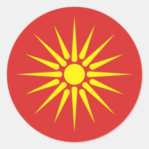 Pegatina Redonda bandera antigua de macedonia