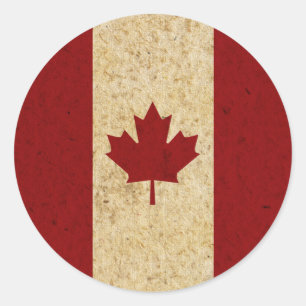 Pegatina Redonda Bandera antigua del canadiense del Grunge