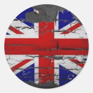 Pegatina Redonda Bandera apenada de Union Jack
