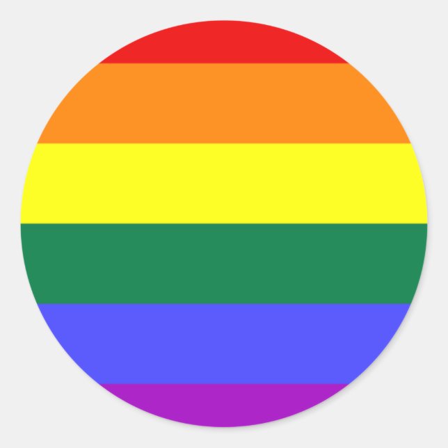 Pegatina Redonda Bandera arco iris LGBT (Anverso)