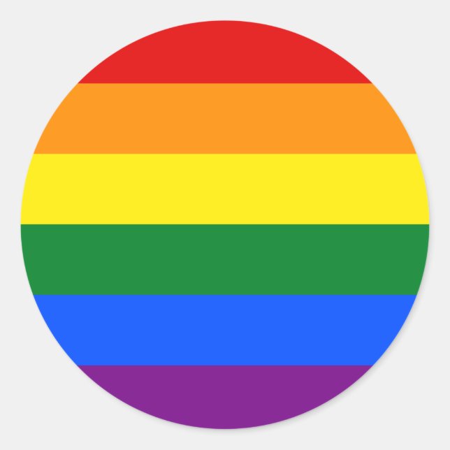 Pegatina Redonda Bandera arcoiris del clásico orgullo gay LGBTQ (Anverso)