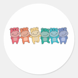 Pegatina Redonda Bandera arcoiris Orgullo gay Lgbtq Hippo Cute Hipp