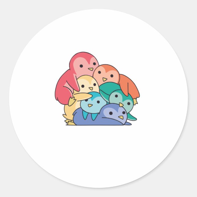 Pegatina Redonda Bandera arcoiris Orgullo gay Lgbtq Pingüino Cute P (Anverso)