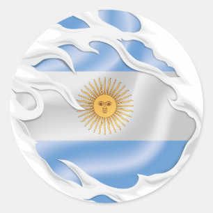 Pegatina Redonda Bandera arrancada de Argentina