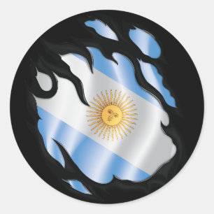 Pegatina Redonda Bandera arrancada de Argentina