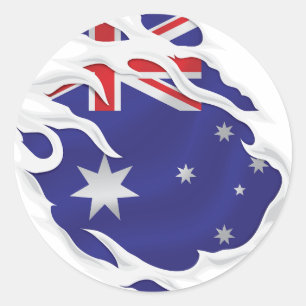 Pegatina Redonda Bandera arrancada de Australia