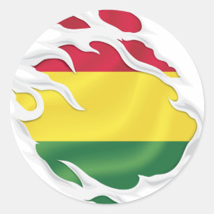 Pegatina Redonda Bandera arrancada de Bolivia